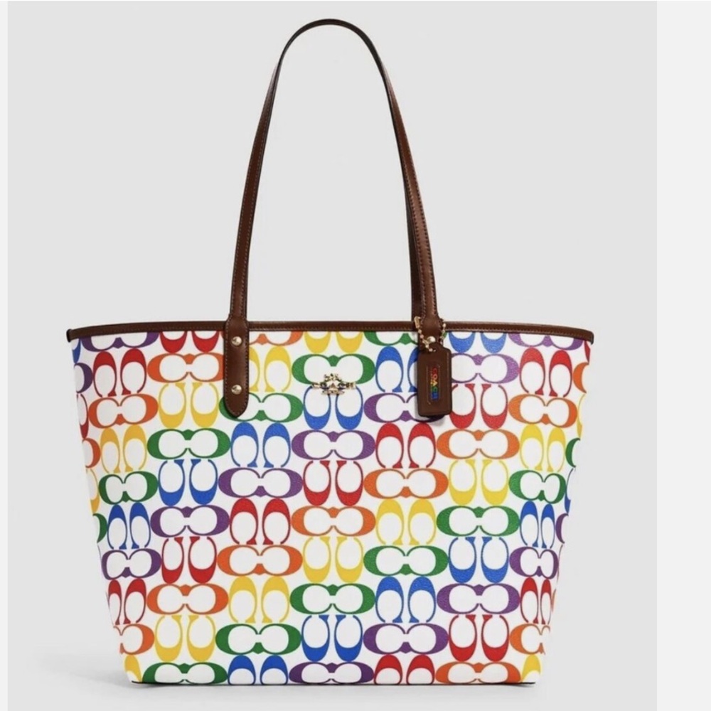 Coach Reversible City Tote In Rainbow Signature
